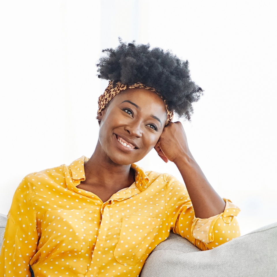 A portrait of young happy black woman